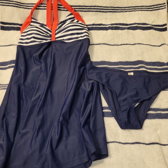 Navy Blue Halter Dress - Picture 1 of 7